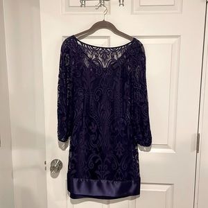 Laundry by Shelli Segal Purple Lace Long Sleeve Dress | Wedding Guest | Size 0